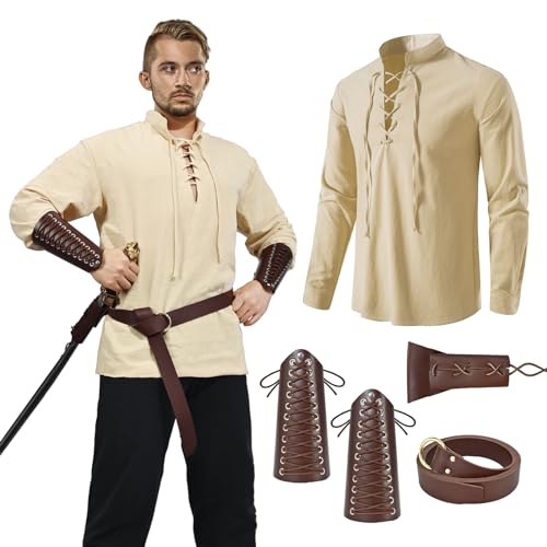 Mittelalter Kostüm Herren, Mittelalter Kleidung Herren, Mittelalter Hemd Herren, Piraten Kostüm Männer, Renaissance Kostüm Herren, Faschings kostüm Herren, Halloween Kostüm Herren (A, L)