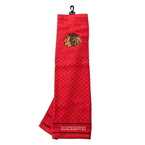 Team Golf 13510 NHL Chicago Blackhawks Besticktes Golfhandtuch, Kariertes Schrubber Design, gesticktes Logo, Mehrfarbig