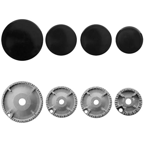 Gas-brenner Crown & Flammenkappe für Ofen Herd Herdplatte,Brenner-Set + Abdeckplane für Kochplatten,Brenner 8 Teile,Ofenherd Gasbrenner Krone Flamme Kappe Kit Gasherd Zubehör konkav (55-100mm B)