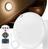 Combuh Led Akku Deckenleuchte mit Bewegungsmelder ohne Stromanschluss, Batteriebetrieben Deckenlampe mit Fernbedienung, Kabellose USB Aufladbare Lampe für Badezimmer, Flur, Keller, Garage