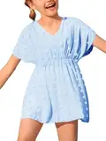 Haloumoning Mädchen Bademode Cover Ups Kinder Strand Coverups Bikini Badeanzug Cover Up Niedliches Strandkleid, Blau, 3-4 Jahre