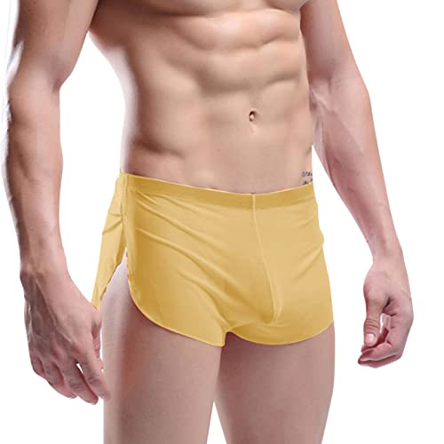 Hosen Herrenhosen Unterwäsche Sexy Herren Dreipunkt-Heimshorts Seidige runde Herrenhosen Herren Slip Shorts Sommer Downhill Hose Schlupfhose Herren Schwarz Tarnhose Herren Stretch (Yellow, M)