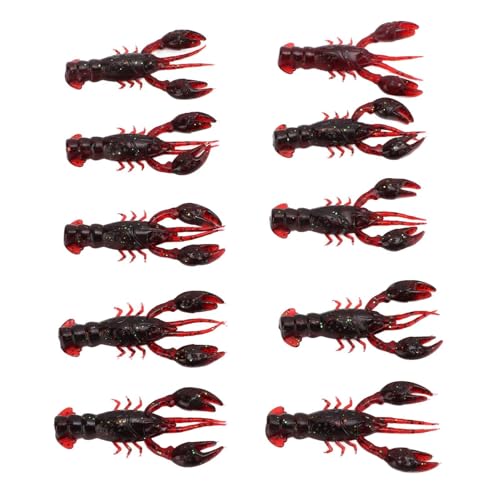 10 Stück Weicher Fischköder, 5,5x1x0,7cm/2,2x0,4x0,3 Zoll 26g/0,9oz PVC Langusten Köder Hummer Klaue Kunstköder Crayfish Angeln Flusskrebs Fischen Köder für Karpfen Bass Frischwasser Salzwasser
