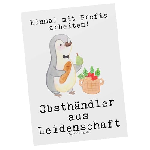 Mr. & Mrs. Panda Postkarte Obsthändler Leidenschaft - Geschenk, Obstplantage, Abschied, Einladung Geburtstag, Ansichtskarten, Einladung, Grußkarte,