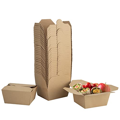 TOROTON Lebensmittelbehälter Box, Kraftpapier Speise Box Take Away, Auslaufsichere und hitzebeständige Takeaway-Box, (50 Stücke, 900 ml)