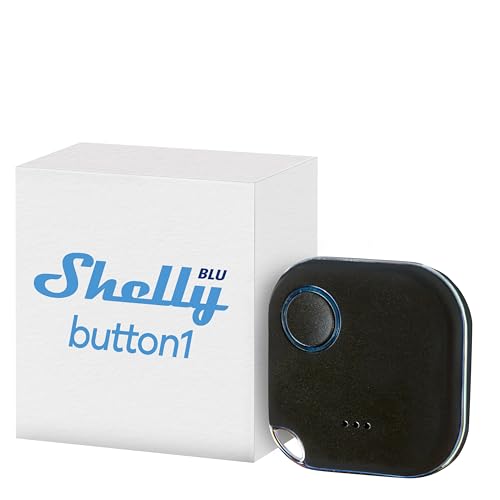 Shelly BLU Button1 - Schwarz | Intelligente Bluetooth-Taste zur Aktivierung von Aktionen und Szenen | Multi-Klick-Aktivierung | Sofortige Reaktionszeit | Ton- und Lichtalarm | iOS-Android-App