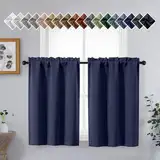 OVZME Verdunkelungsvorhänge für kleine Fenster, lichtblockierend, kurze Küchenfenstervorhänge über dem Waschbecken, Doppelstangentasche, halbe Fenster-Etagen, für Badezimmer, Keller, 5 x 101 x 91 cm