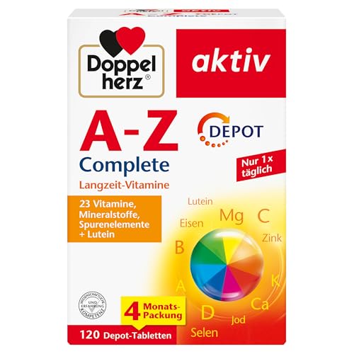 Doppelherz A-Z Complete - Langzeit-Vitamine - 23 Vitamine, Mineralstoffe & Spurenelementen PLUS Lutein - 120 DEPOT-Tabletten