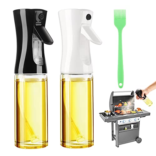 DOBIGER 2 Stück Ölsprüher für Speiseöl Glas, 200ml Öl Sprühflasche, Oil Sprayer für Air Fryer, Öl Spray für Küche, Grillen, Salat, BBQ, Heißluftfritteuse, Backen