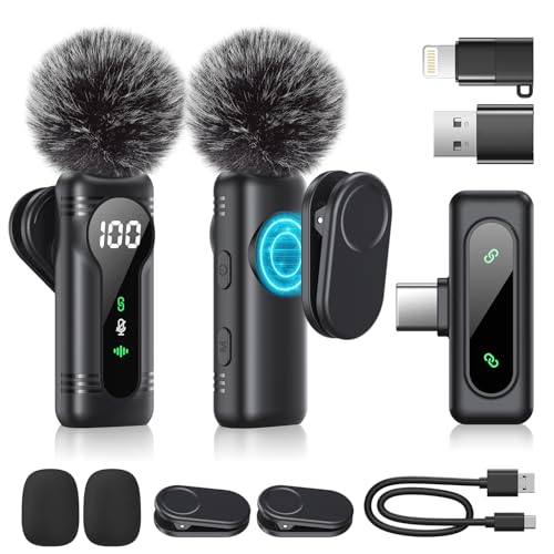 Newmight Kabelloses Lavalier-Mikrofon Dual Set - Plug & Play Clip-on Mic mit Auto Pairing, Magnetische Halterung, Noise Cancelling, für iPhone, Android, USB-C Geräte, YouTube, Podcast & Videoaufnahme