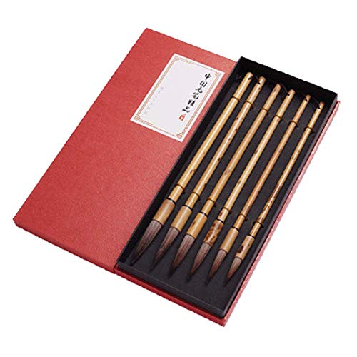 OUSIKA Chinesischer Kalligraphie-Pinsel, Pinsel-Set, 6 Stäbchen, aufgereiht, chinesisches Malset, Stift, Kalligraphie-Utensilien Pinsel