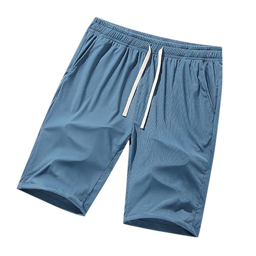 QWUVEDS Kurze Hosen Herren Sommer-Shorts für Herren, rein farblich abgestimmt, mit fünf Punkten, sportlich, lässig, Shorts Herren Sprinter Shorts (Sky Blue, M)