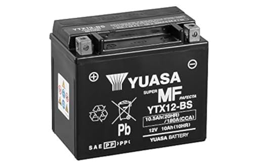 Yuasa YTX12 12V 180 CCA wartungsfreie VRLA AGM Motorradbatterie schwarz
