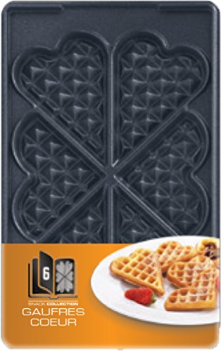 Tefal XA8006 Platte Herzwaffeln Nummer 6 | passend für Tefal SW85XX Snack Collection | Inklusive Rezeptbuch | praktische Aufbewahrungs-Box | Schwarz