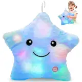 LED Sternen Kissen LED Sternförmiges Kissen Leuchtende Kinder Kissen Nachtlicht Plüschkissen Stern Plüsch Kissen Sensorisches Spielzeug für Autismus Deko Geschenk für Weihnachten Geburtstag (A)