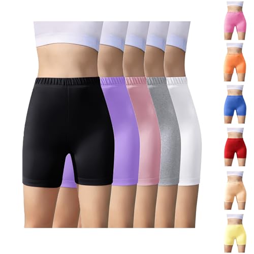 KODMNSW 5er Pack Shorts Mädchen Kurze Leggings Sommer Kurze Hose Kinder Radlerhose Baumwolle Laufshorts Sport Shorts Slim Yogahose Kurze Hosen 5-14 Jahre Angebote des Tages Heute Mehrfarbig 12 Jahre