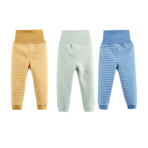 ACMEDE Baby Gestreifte Leggings Thermo Gr.68/74/80 3er Pack Baby Fleece Hose Plüschleggins Gr. 86/92/98/104 Baby Jungen Hosen Thermo Jeggings mit Fleecefutter für Baby Mädchen 6 Monate - 4 Jahre