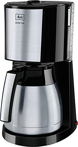 Melitta Enjoy Top Therm - Kaffeemaschine mit Thermokanne aus Edelstahl, Filterkaffeemaschine mit Tropfstopp, für bis zu 10 Tassen Kaffee, edelstahl/schwarz