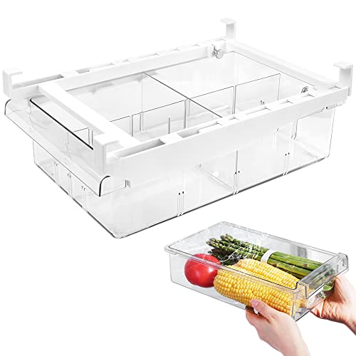 QINERSAW Ausziehbare Kühlschrank Organizer Schublade Kühlschrank Schublade Kühlschrankbox Kühlschrank Aufbewahrungsbox Schubladen Kühlschrank Ordnungssystem Fridge Organizer Gemüse Obst Eier Getränk