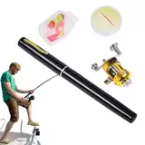 Aizuoni Reiseangel, Pen Fishing Rod, Kleine Angelrute, Taschen-Stift-Angelrute, Stift-Angelrute, Tragbarer Stift-Angelstift Mit Rute Und Rolle, Angelruten-Stift, Stift-Angelruten Für Besondere Anlässe