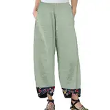 Ygnrggh Damen Leinen Hose Leinenhose Loose Freizeithose Bequeme Pants Mit Tunnelzug Sommerkleid Damen Hosen Sporthose Damen Bettwäsche Elastische Taille Leicht Strandhose Yogahose Langehose