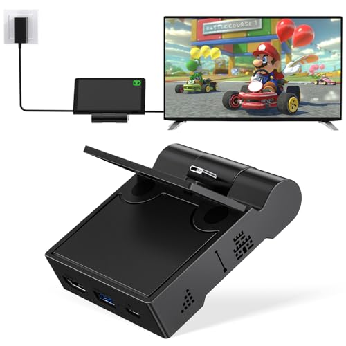 Switch Docking Station für NS Switch/Switch OLED, innoAura Switch Dock für TV mit 4K HDMI, USB 3.0 und Type-C Ladeanschluss, Faltbarer und tragbarer Switch-Ladestation ständer