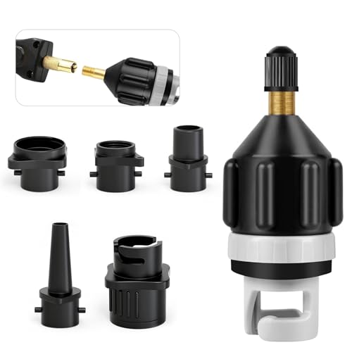 SUP Ventil Adapter Aufblasbarer Adapter mit 4 Stück Gasdüse Inflatable, SUP Pumpe Adapter für Schlauchboot Ventiladapter für Paddelboard, Schlauchboote, Kajaks, Stand Up Paddle Board, Schwimmringen