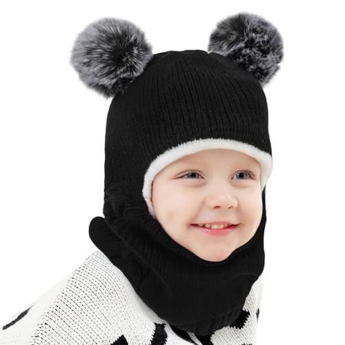 AYPOW Baby Kinder Wintermütze Sturmhaube für 1-6 Jahre, Multifunktions Thermo Winddichte Strickmütze Schalmütze für Mädchen Jungen Kleinkinder, Fleece Gefütterte Schlupfmütze Kapuze für Outdoor