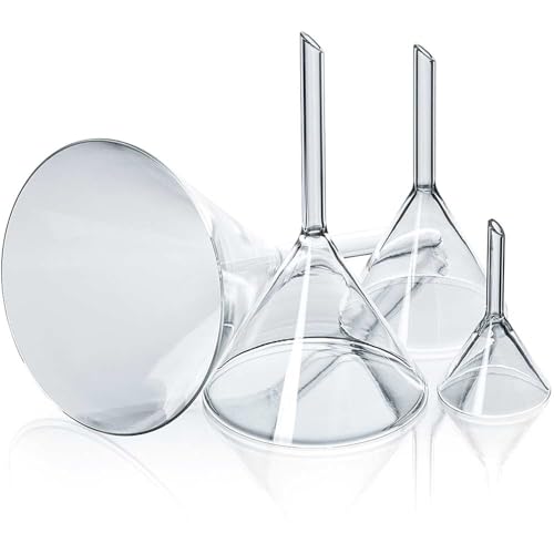 Tuuters 1x Glastrichter mit kurzem Stiel, Trichter aus Borosilikatglas, hitzebeständig (Ø100mm)