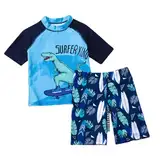 Generisch Badeanzug für Kleinkinder Jungen Trend Badeanzug Kinder Bademode 2 Teiliges Set mit Badehose Jungen und Schwimmshirt für Strand Urlaub Schwimmen