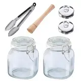 Westmark Fermentier-Set, 6tlg. – Set inkl. 2 Drahtbügelgläser, 2 Fermentiergewichte und je 1 Fermentier-Stampfer und 1 Zange, 666022E6