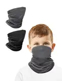 Kiiwah 2 Stück Loop Schal Kinder, Dünn & Atmungsaktiv, Winter Schlauchschal Halswärmer Multifunktion Schal für Jungen und Mädchen, Winddicht Ski Maske Warmer für Outdoor (Schwarz, Grau)