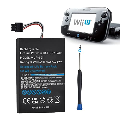 Hisewen 6600mAh WUP-001 Ersatz Akku kompatibel mit Nintendo Wii U Gamepad