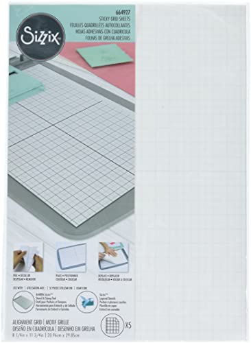 Sizzix Sizzx Accessory Sticky Grid Blätter 8 1/4 „x 11 5/8" 5PK | 664927 | Kapitel 3 2022, Multicolour, One Size