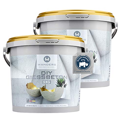 Wanders24 Bastelbeton zum Gießen - 10kg (2x 5kg) - Für Kreative - Deko - Wetterfest - Made in Germany