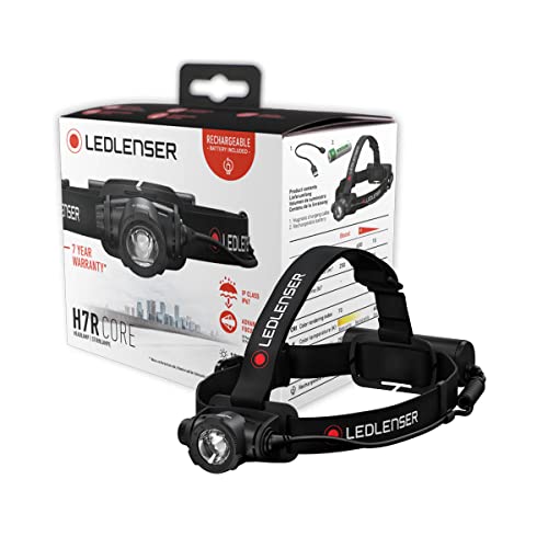 Ledlenser H7R Core Stirnlampe LED, 1000 Lumen, aufladbar mit Lithium Akku, wasserdicht IP67, fokussierbar, stufenlos dimmbar, Constant Light, Leuchtweite 250m, USB Magnetladekabel, Headlamp Kopflampe