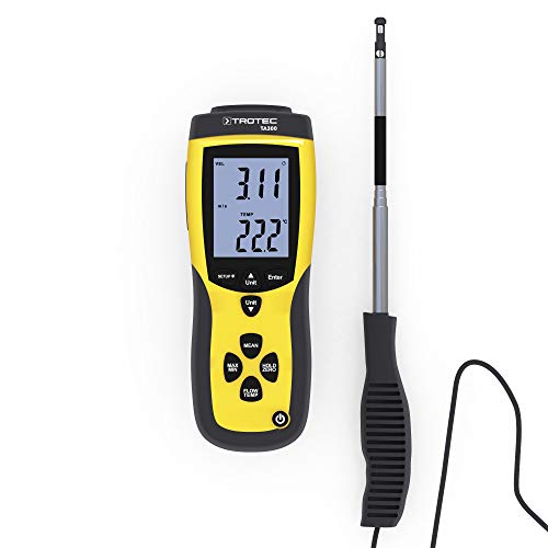 TROTEC TA300 Anemometer gerade Sonde inkl. cal. Zertifikat Teleskopsonde Messinstrument Ermittlung von Strömung, Temperatur und Volumenstrom Kanalmessungen Dichtheitsprüfungen