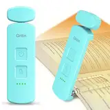 Gritin Leselampe Buch Klemme, USB Wiederaufladbare LED Buchlampe für Lesen ins Bett, 3 Farbtemperatur & 3 Helligkeiten Dimmbare Klemmleuchte, Augenschutzes Leselicht, Blau