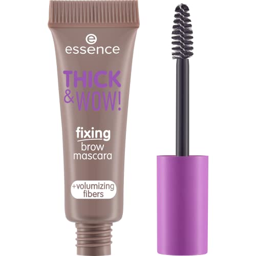 essence THICK & WOW! fixing brow mascara, Augenbrauengel, Nr. 01, Braun, volumengebend, fixierend, vegan, ohne Mikroplastikpartikel, Nanopartikel frei, ohne Parfüm, 1er Pack (6ml)