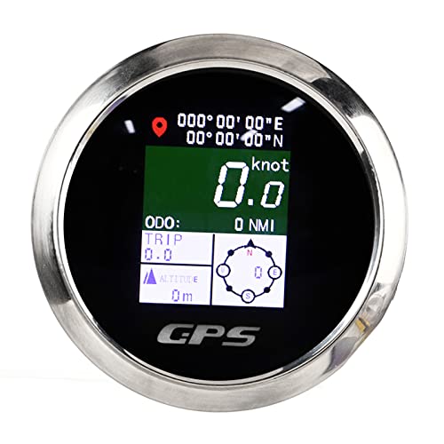 MPH GPS Tachometer, 85mm TFT Bildschirm Digitalanzeige Kilometerzähler, Universal Wasserdichtes Geschwindigkeitsmessgerät, Anzeige Höhe Länge Breite, für Boot Auto Motorrad Marine (Schwarzes