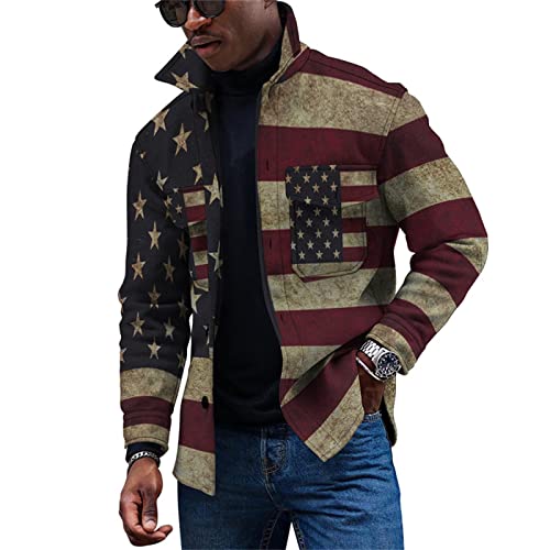 KONG JIMFAN Herren Winterjacke Männer Jacken Winter Hemd Mit Pullover Übergangsjacke Herren Kaschmirpullover Jeansjacke Herren Dünne Jacke Motorradjacken Weißes Hemd Trachtenjacke(Wein,XXL)