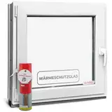 Kellerfenster 40x60 cm 2 fach Verglasung - Alle Größen Kunststofffenster 60mm Profil -Din Links- BxH: 400x600mm Perfekt für Fenster Gartenhaus, Garagenfenster, Hauskeller mit Dreh-Kipp System