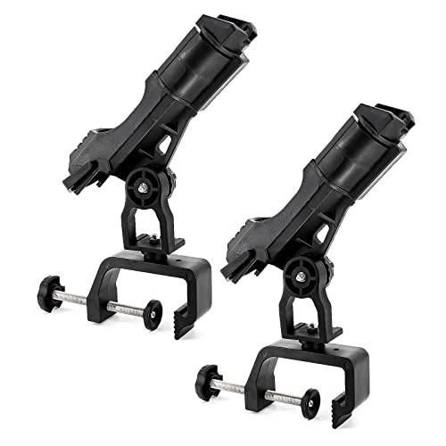 byhsports Rutenhalter Doppelpack, Fischerboot/Boot Ruten-Halter 360 Grad Verstellbarer großer Klemmöffnung, Angelrutenhalter für Angelboot, Fischerboot, Boot