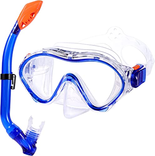 GIEMIT Schnorchelset Taucherbrille Kinder Schwimmbrille ab 5-12 Jahre mit Schnorchel Schnorchelbrille Schnorcheln Tauchmaske Gehärtetes Glas