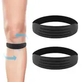 NQEUEPN 2stk Patellarsehnen-Stützgurt, Silikon-Patella-Kniegurt Flexibles Knieband Schmerzen Reduzieren Weiche Kniebandage für Pullover Laufsport Basketball Männer Frauen (Schwarz)