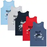 LOREZA ® 5 Pack Jungen Unterhemden aus Baumwolle Tank Top (116-122 (6-7Jahre), Modell 4)