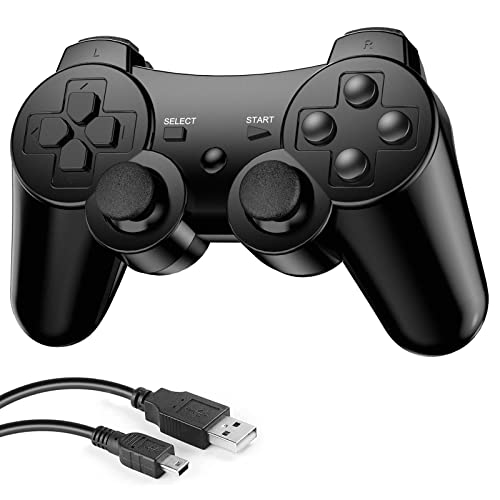 Zexrow PS3 Controller, Wireless Controller Compatible für Playstation 3 Bluetooth Game Controller für PS3 Double Shock 6-Achsen Rechargable Remote Controller