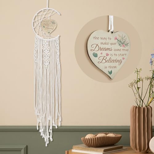 FREEBLOSS 90cm Mond Traumfänger Traum Thematisch Boho Traumfänger mit Langer Quaste Traumfänger Wanddekoration für Wohnzimmer Makramee Traumfänger als Geschenk