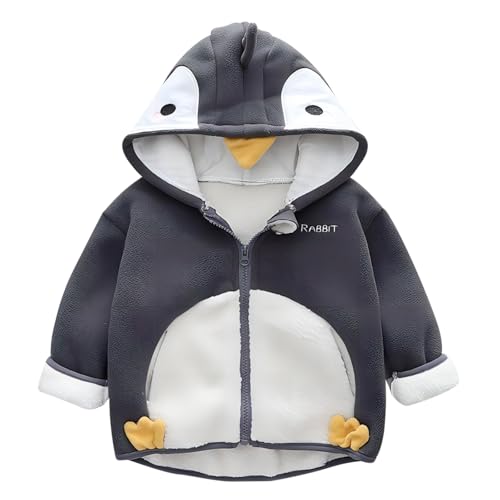 Generisch Winterjacke Mädchen Jungen Cartoon-Tiere Fleecejacke Warmer Wintermantel Winterjacke Baby Baumwollgefuetterte Fleecemantel Kapuzenjacke Übergangsjacke Outdoor Jacke Steppjacke Kinderjacken