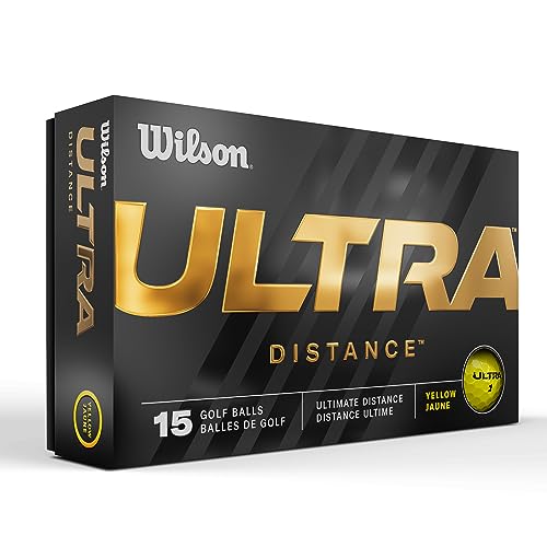 Wilson Staff Golfbälle, Ultra Distance, Zweiteiliger Golfball, 15 Bälle, Gelb